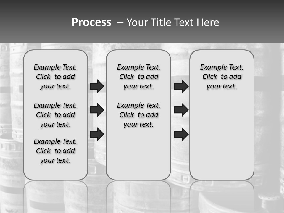 A Large Group Of Barrels In Black And White PowerPoint Template