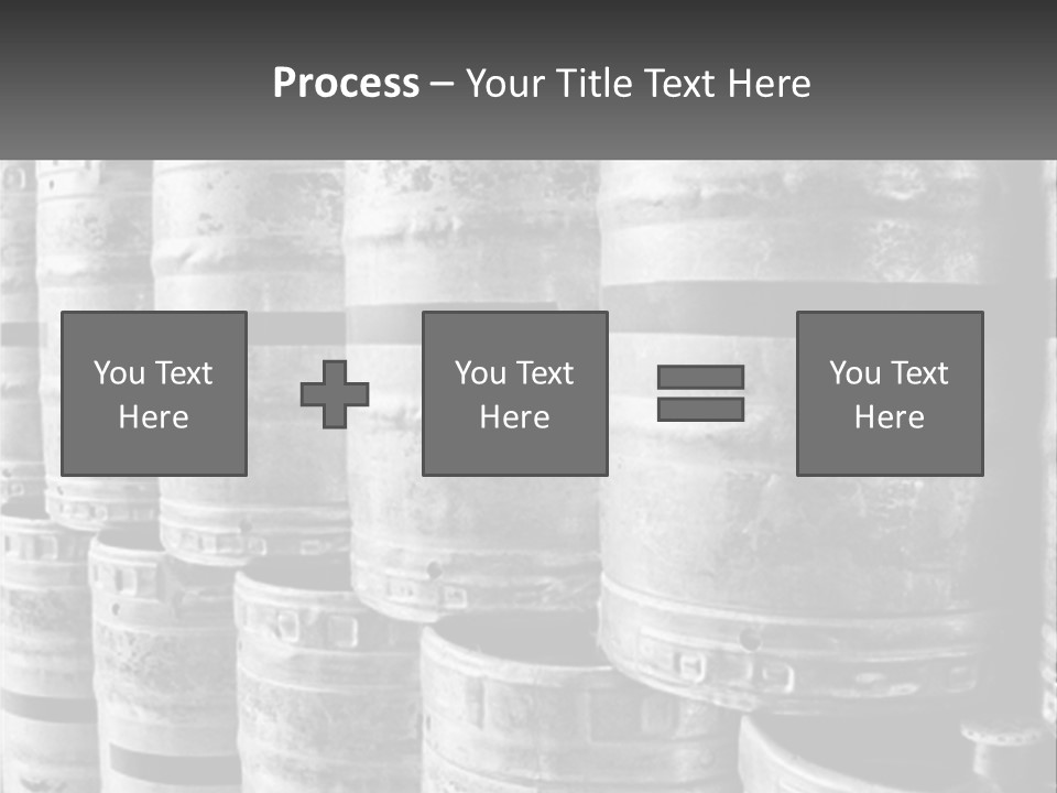 A Large Group Of Barrels In Black And White PowerPoint Template
