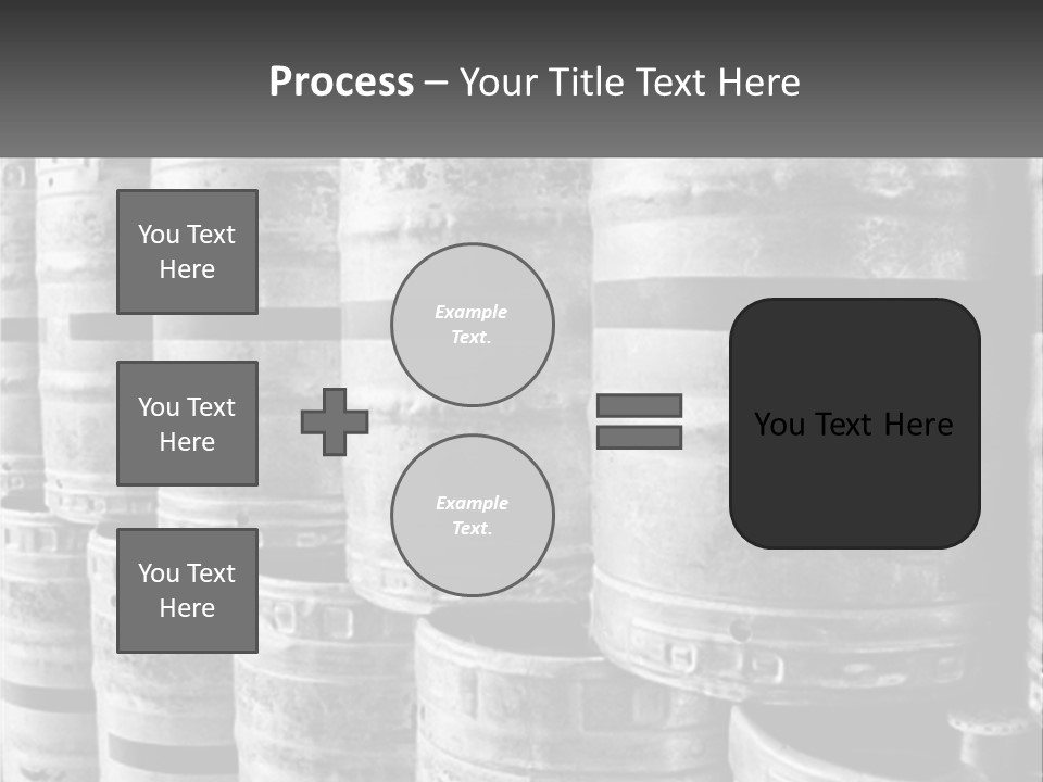 A Large Group Of Barrels In Black And White PowerPoint Template