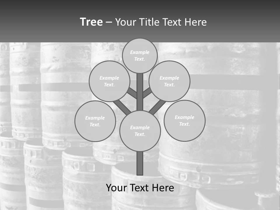 A Large Group Of Barrels In Black And White PowerPoint Template
