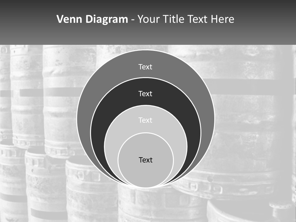 A Large Group Of Barrels In Black And White PowerPoint Template