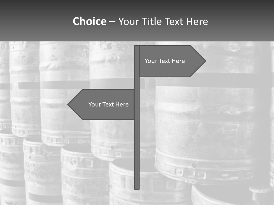 A Large Group Of Barrels In Black And White PowerPoint Template