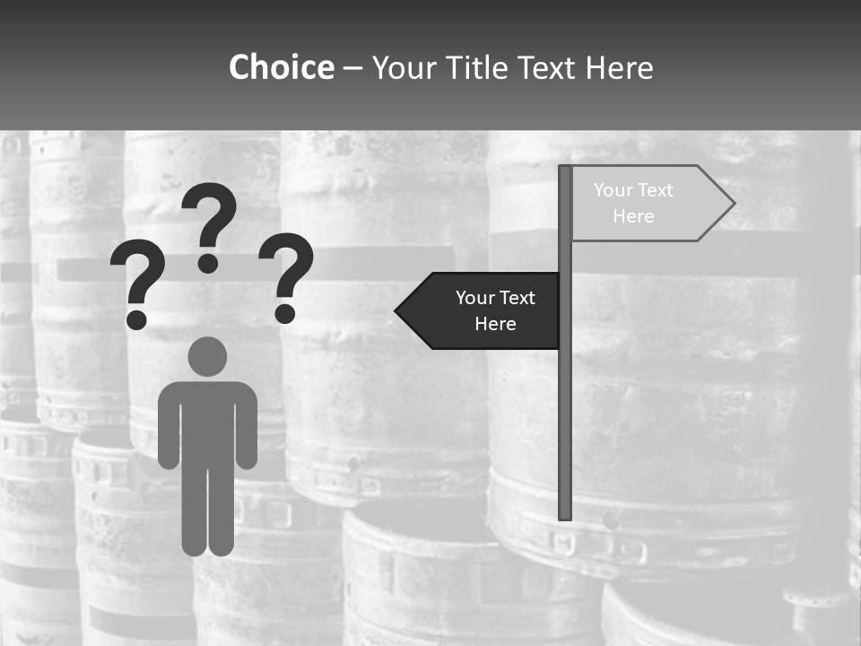 A Large Group Of Barrels In Black And White PowerPoint Template