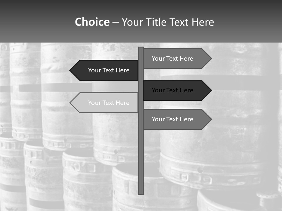 A Large Group Of Barrels In Black And White PowerPoint Template