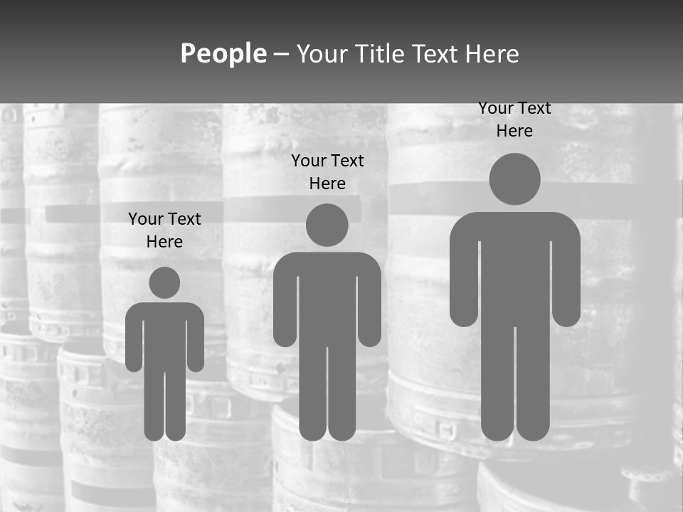 A Large Group Of Barrels In Black And White PowerPoint Template