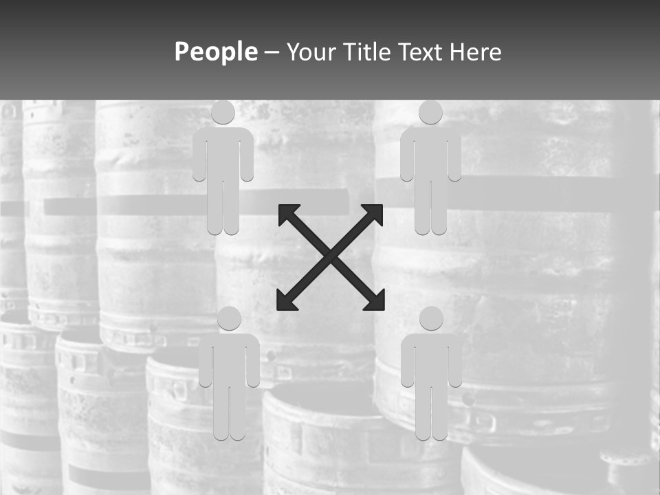 A Large Group Of Barrels In Black And White PowerPoint Template