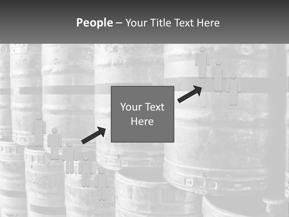 A Large Group Of Barrels In Black And White PowerPoint Template