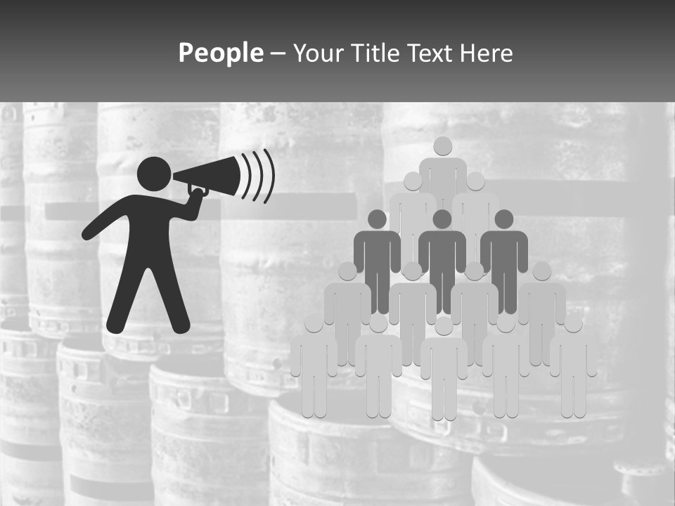 A Large Group Of Barrels In Black And White PowerPoint Template