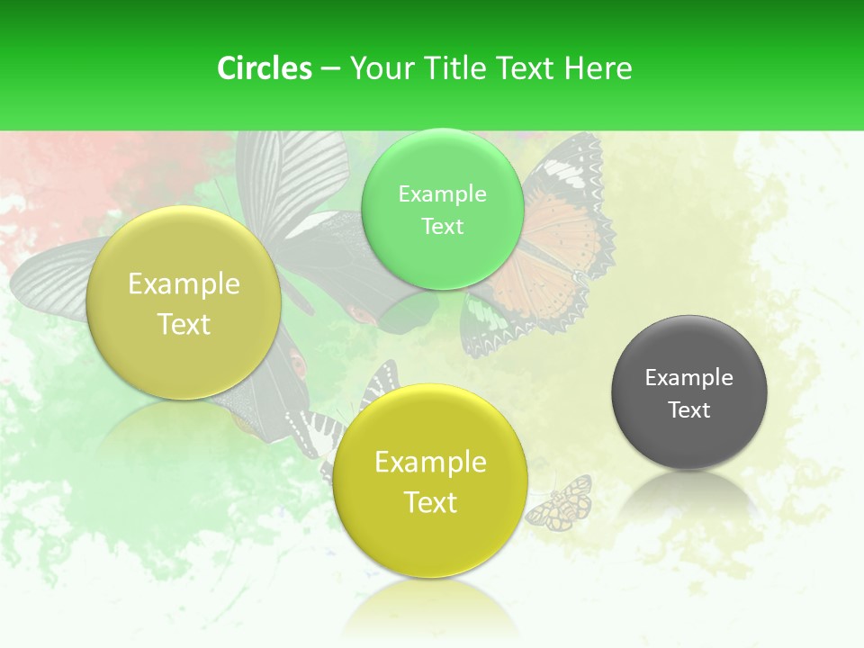 A Group Of Butterflies On A Colorful Background PowerPoint Template