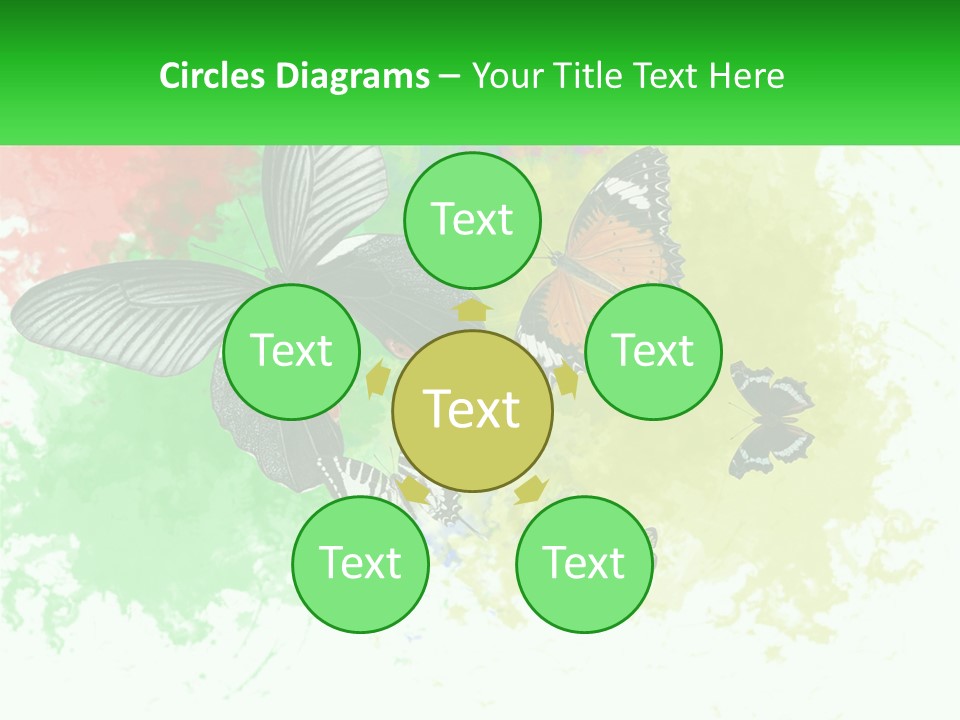 A Group Of Butterflies On A Colorful Background PowerPoint Template