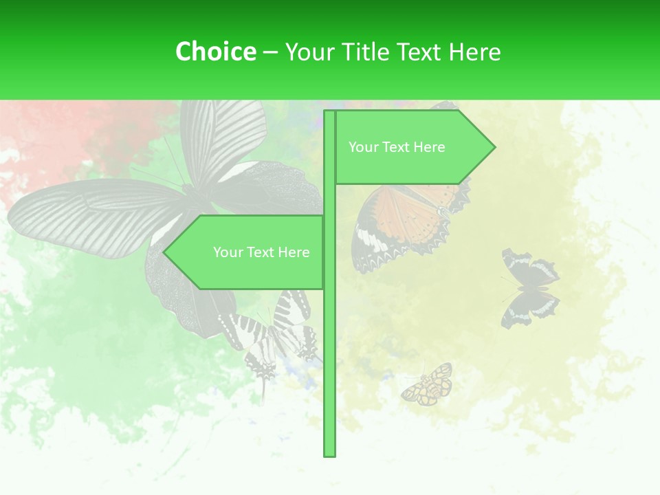 A Group Of Butterflies On A Colorful Background PowerPoint Template