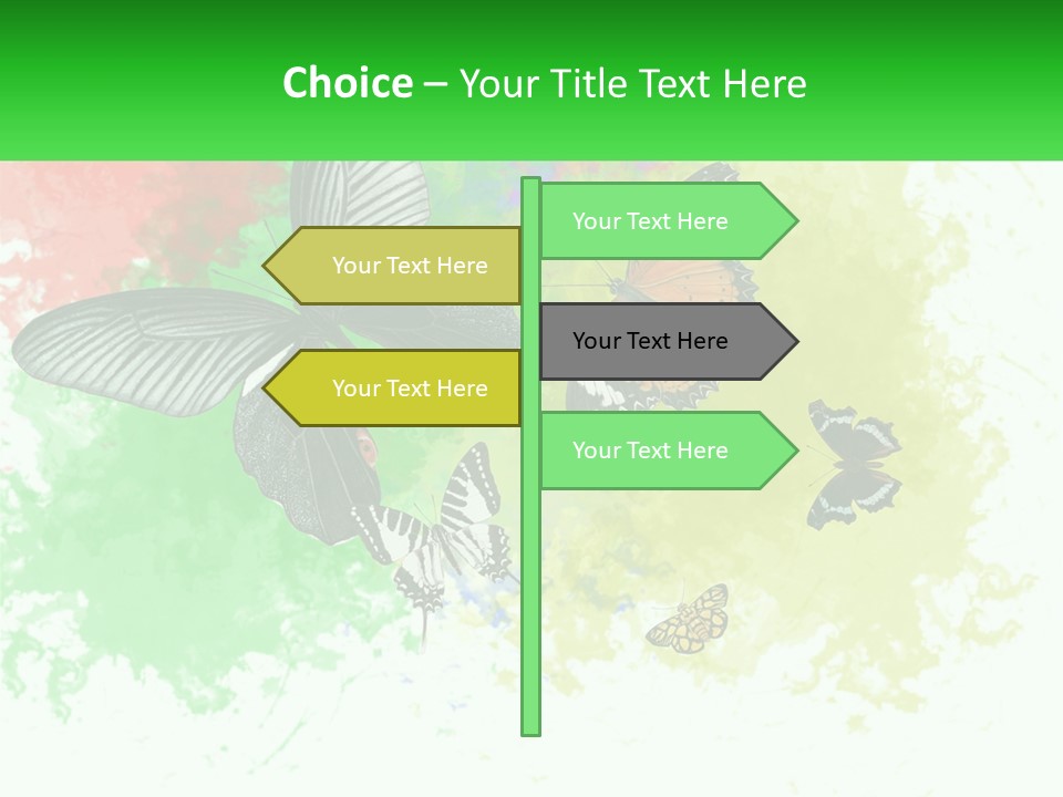 A Group Of Butterflies On A Colorful Background PowerPoint Template