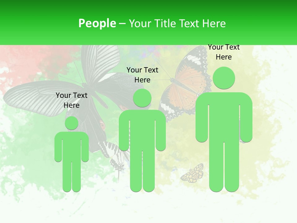 A Group Of Butterflies On A Colorful Background PowerPoint Template