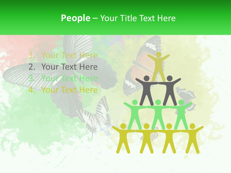 A Group Of Butterflies On A Colorful Background PowerPoint Template