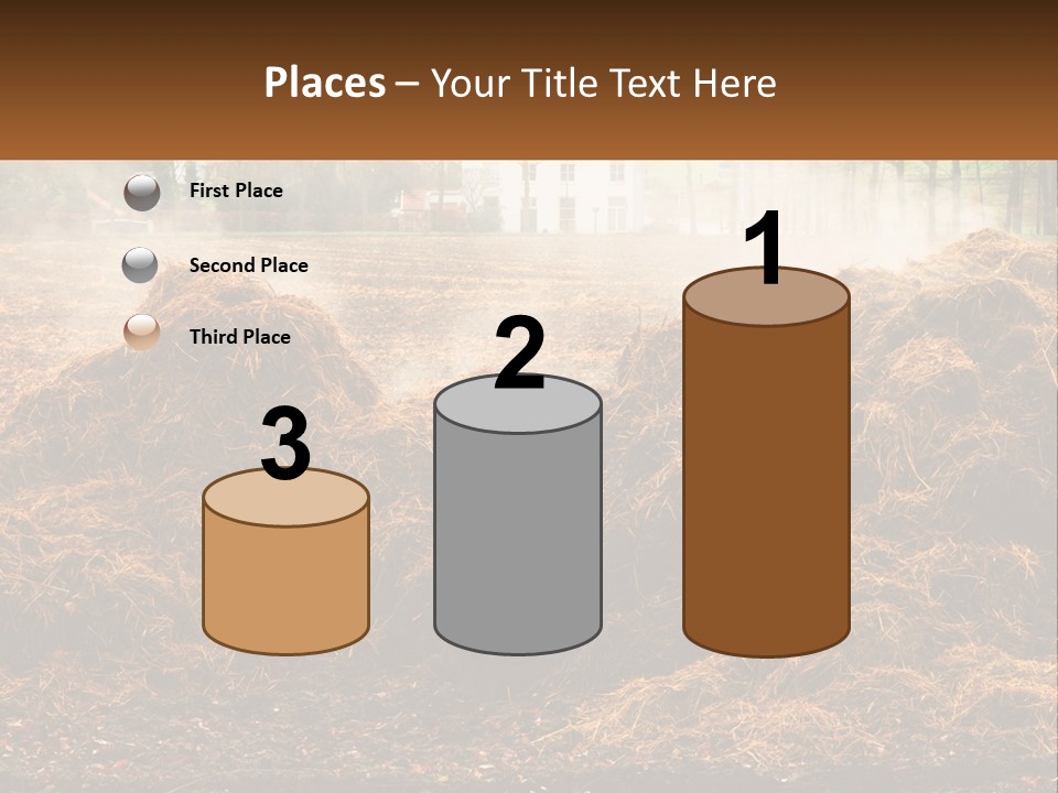 A Pile Of Hay With A House In The Background PowerPoint Template