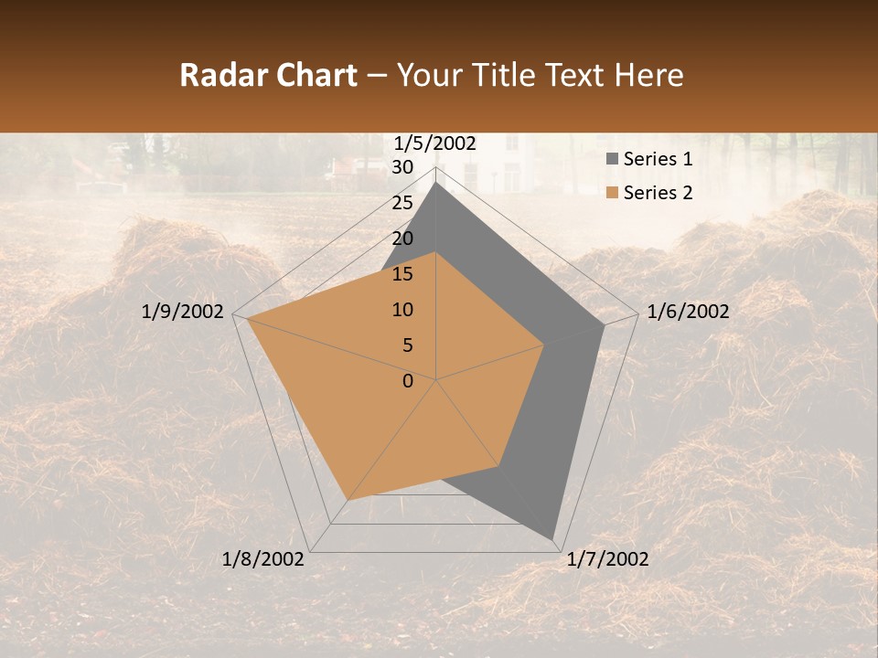 A Pile Of Hay With A House In The Background PowerPoint Template