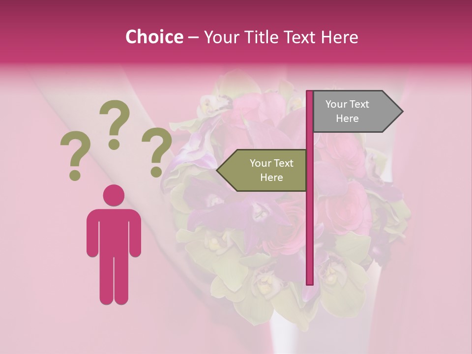A Woman In A Pink Dress Holding A Bouquet Of Flowers PowerPoint Template