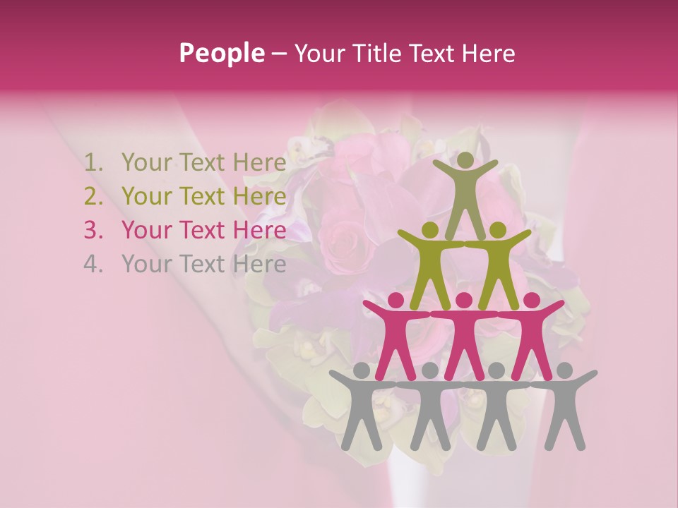 A Woman In A Pink Dress Holding A Bouquet Of Flowers PowerPoint Template