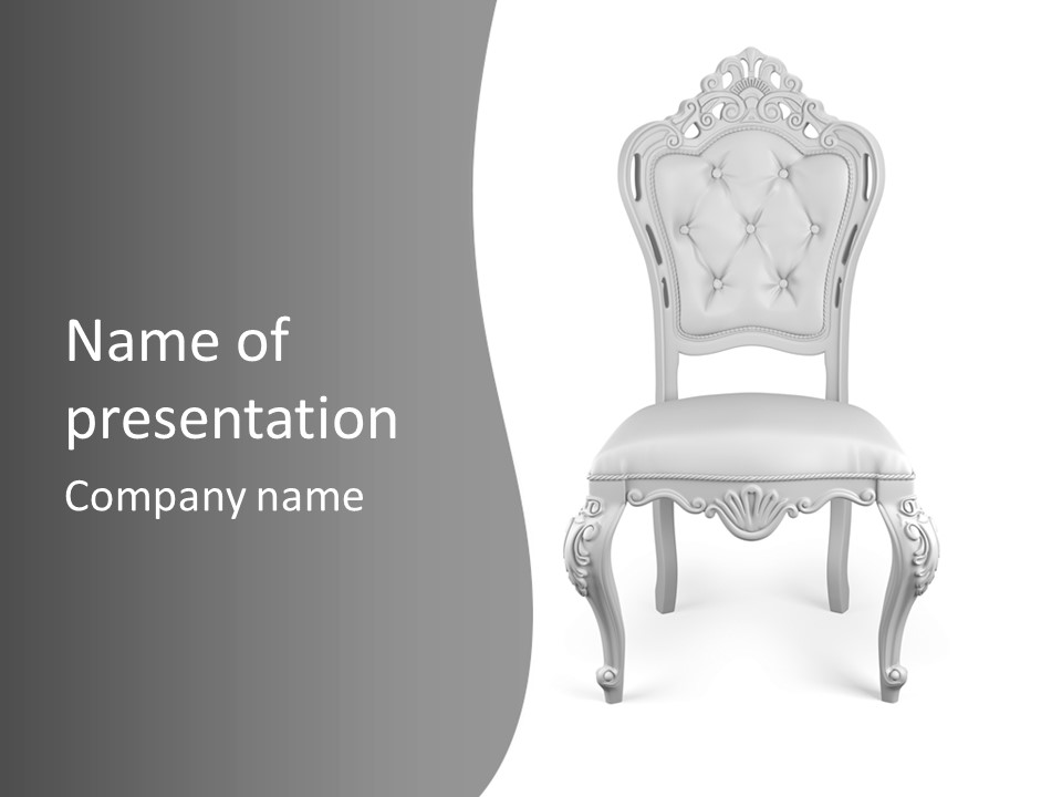 A White Chair With A Gray Background PowerPoint Template