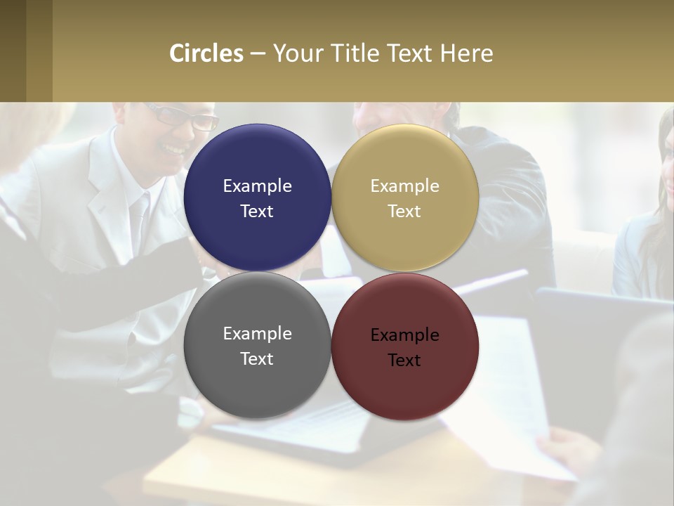 A Group Of People Sitting Around A Table Shaking Hands PowerPoint Template