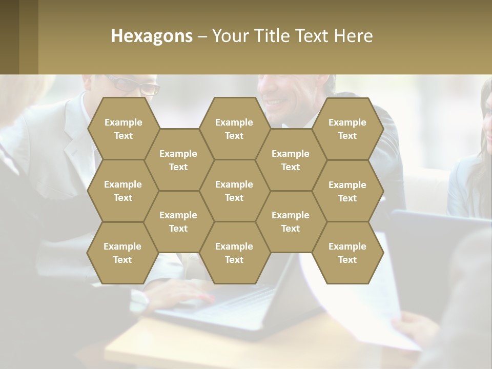 A Group Of People Sitting Around A Table Shaking Hands PowerPoint Template