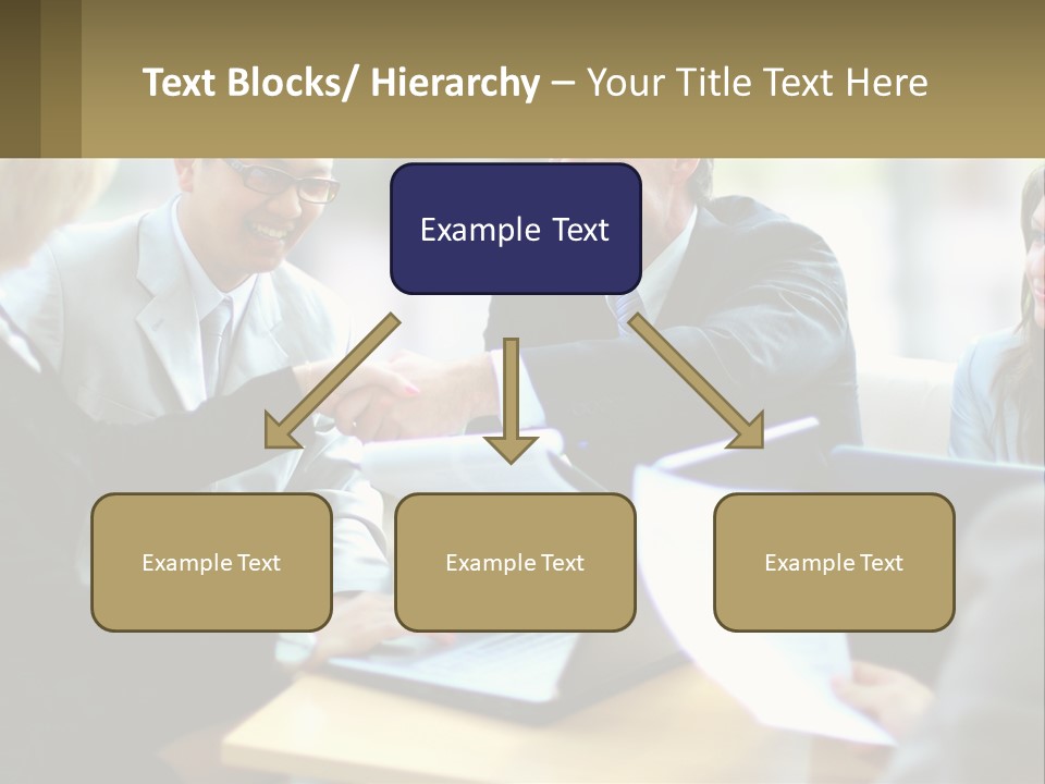 A Group Of People Sitting Around A Table Shaking Hands PowerPoint Template