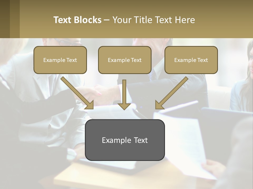 A Group Of People Sitting Around A Table Shaking Hands PowerPoint Template