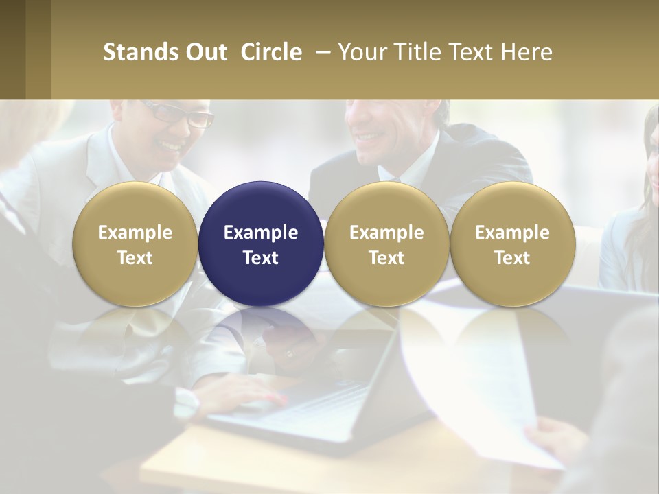 A Group Of People Sitting Around A Table Shaking Hands PowerPoint Template