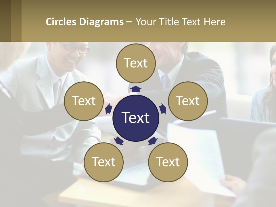 A Group Of People Sitting Around A Table Shaking Hands PowerPoint Template