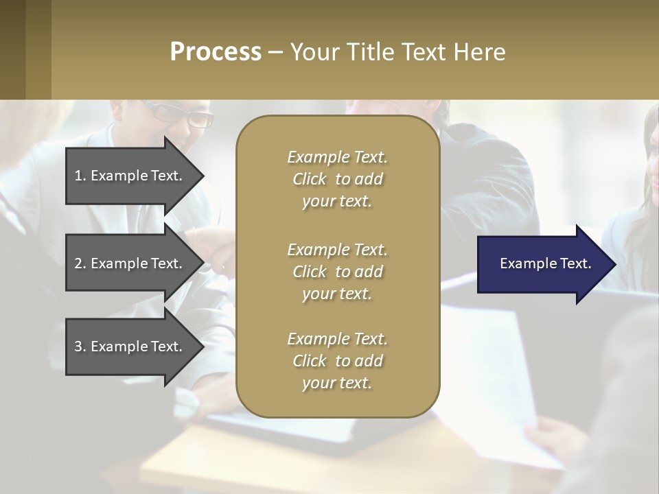 A Group Of People Sitting Around A Table Shaking Hands PowerPoint Template