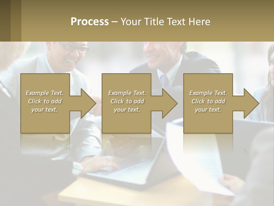 A Group Of People Sitting Around A Table Shaking Hands PowerPoint Template
