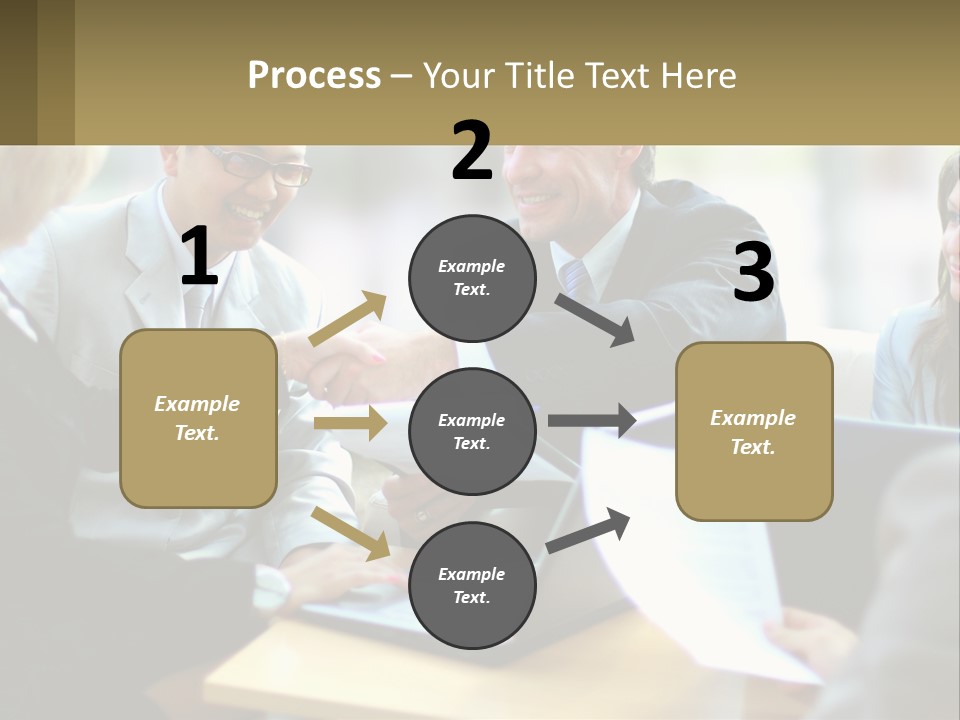 A Group Of People Sitting Around A Table Shaking Hands PowerPoint Template