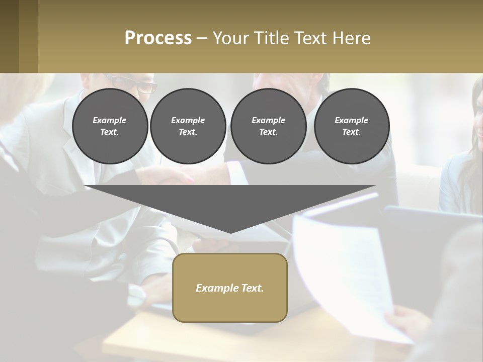 A Group Of People Sitting Around A Table Shaking Hands PowerPoint Template