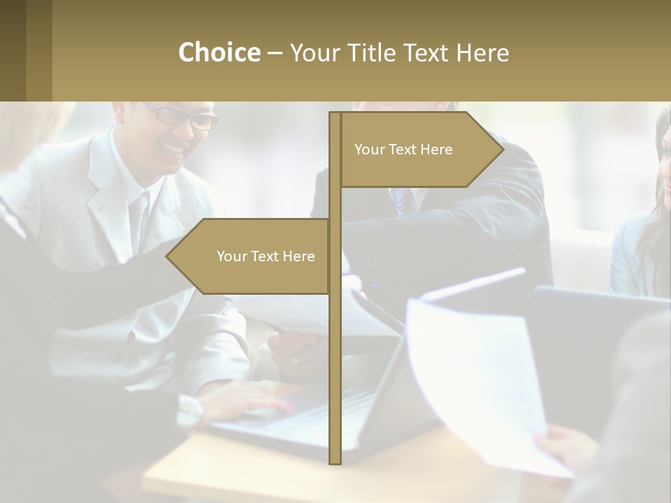 A Group Of People Sitting Around A Table Shaking Hands PowerPoint Template