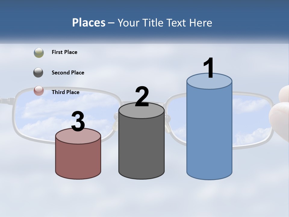 A Hand Holding A Pair Of Glasses With A Sky In The Background PowerPoint Template