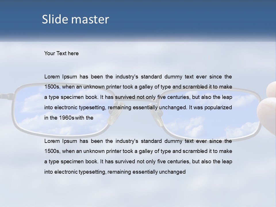 A Hand Holding A Pair Of Glasses With A Sky In The Background PowerPoint Template