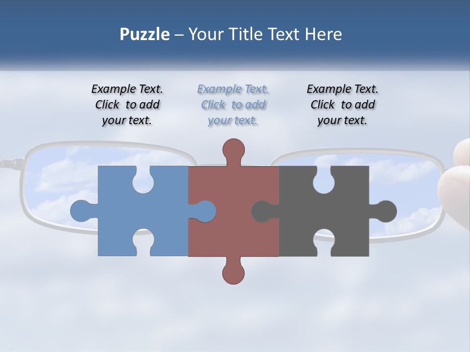 A Hand Holding A Pair Of Glasses With A Sky In The Background PowerPoint Template