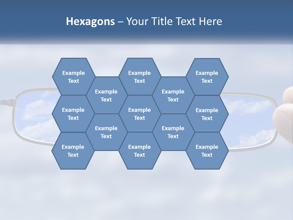 A Hand Holding A Pair Of Glasses With A Sky In The Background PowerPoint Template