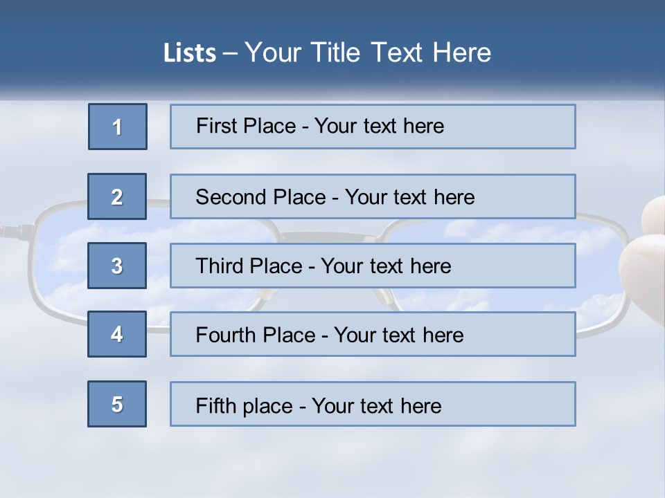 A Hand Holding A Pair Of Glasses With A Sky In The Background PowerPoint Template
