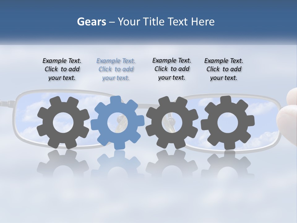 A Hand Holding A Pair Of Glasses With A Sky In The Background PowerPoint Template