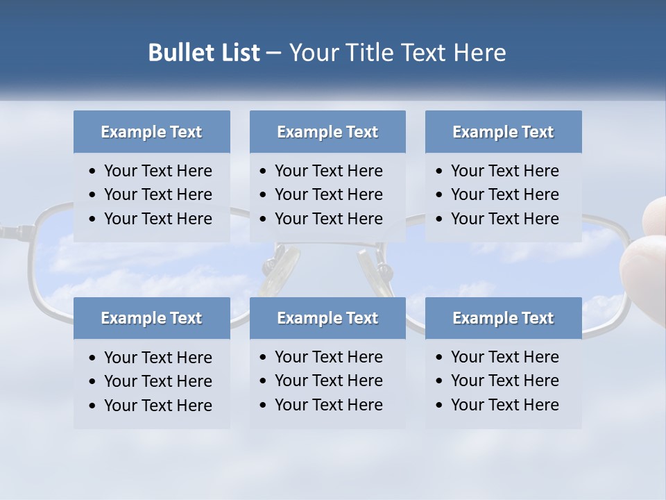 A Hand Holding A Pair Of Glasses With A Sky In The Background PowerPoint Template