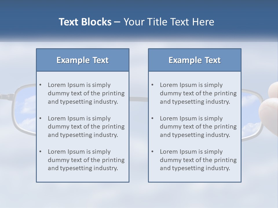 A Hand Holding A Pair Of Glasses With A Sky In The Background PowerPoint Template