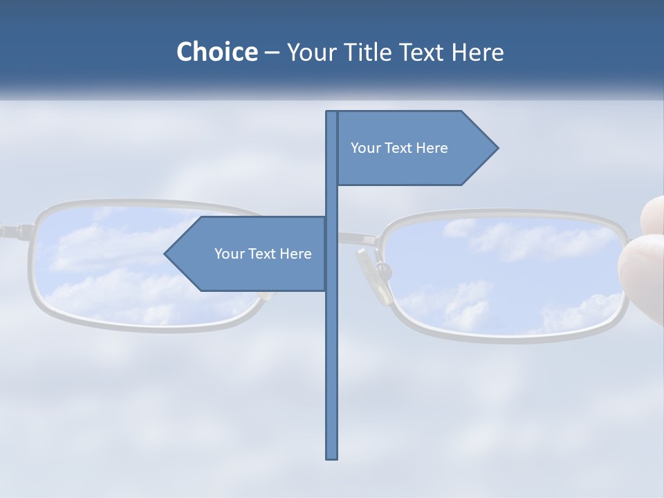 A Hand Holding A Pair Of Glasses With A Sky In The Background PowerPoint Template