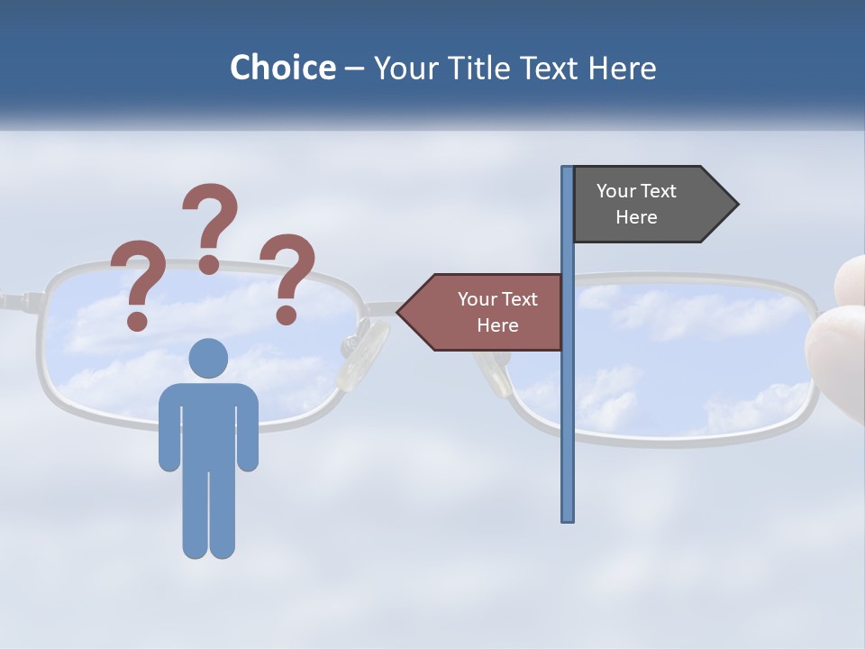 A Hand Holding A Pair Of Glasses With A Sky In The Background PowerPoint Template