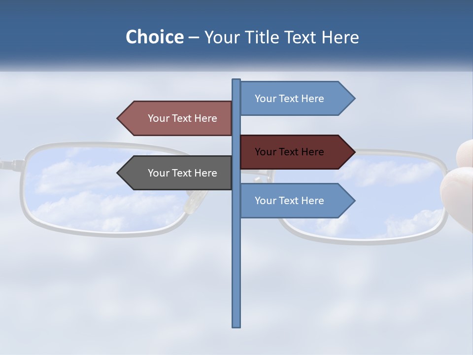 A Hand Holding A Pair Of Glasses With A Sky In The Background PowerPoint Template