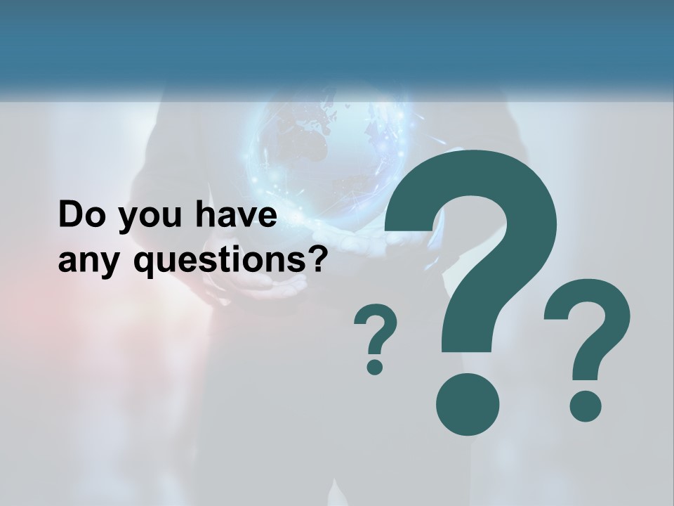 A Man In A Suit Holding A Globe In His Hands PowerPoint Template