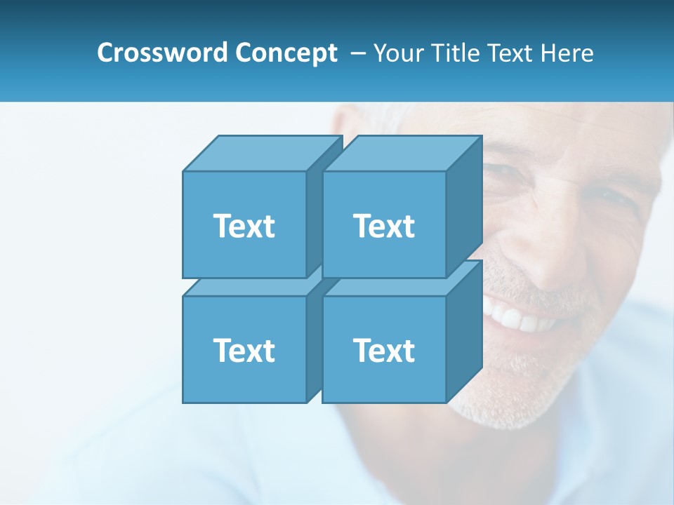 A Close Up Of A Smiling Man With A Blue Shirt PowerPoint Template