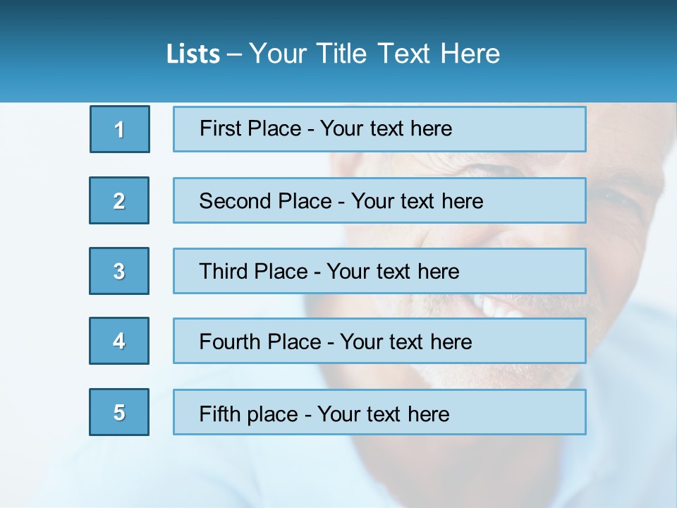 A Close Up Of A Smiling Man With A Blue Shirt PowerPoint Template