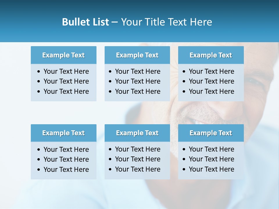 A Close Up Of A Smiling Man With A Blue Shirt PowerPoint Template