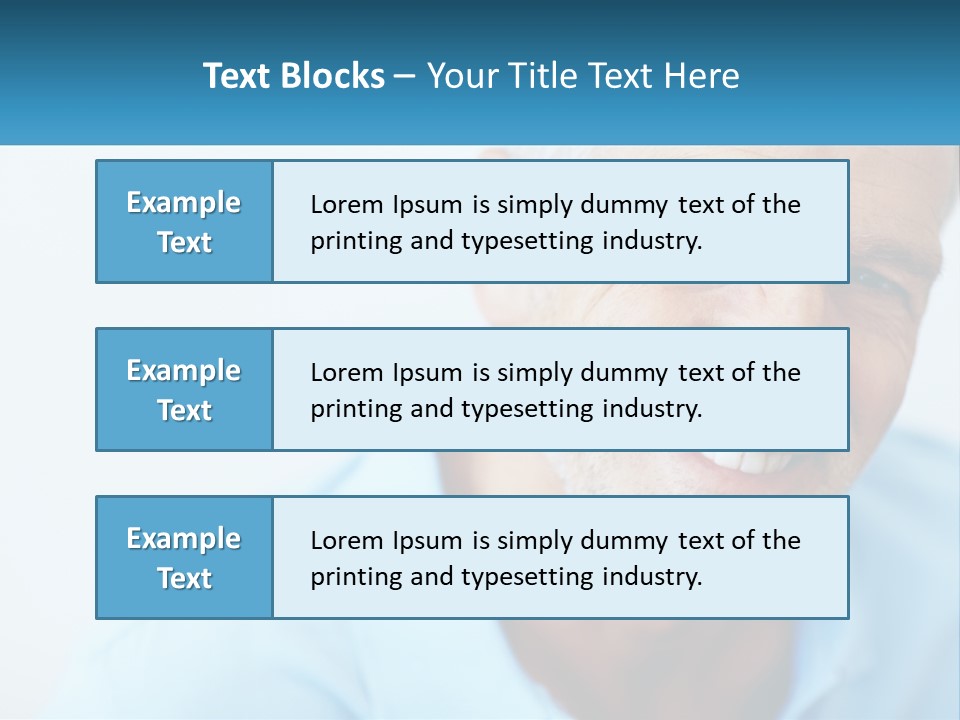 A Close Up Of A Smiling Man With A Blue Shirt PowerPoint Template
